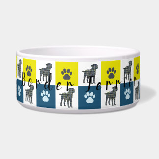 Randterm Silhouette en Pauw Yellow & Blue Grid Voerbakje