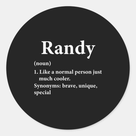 Randy Name Definition Funny D  Ronde Sticker (Voorkant)