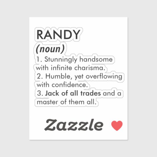 Randy name, Editable name, Custom name Sticker (Vel)