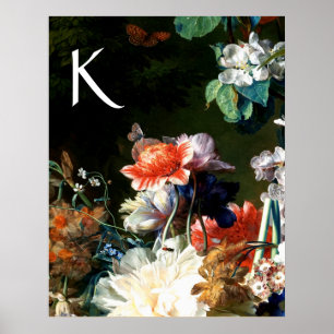 RANEMONES, FLOWERS, BUTTERFLES ZWART MONORAAL Mono Poster