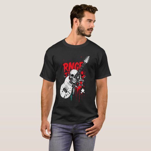 Range Elektrische Gitaar Graffiti Skull Grunge T-s T-shirt (Voorkant volledig)