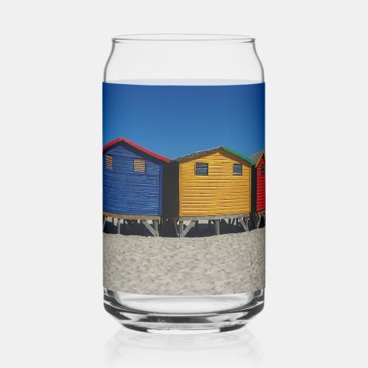 Rangée de cases de plage aux couleurs vives (Verso)