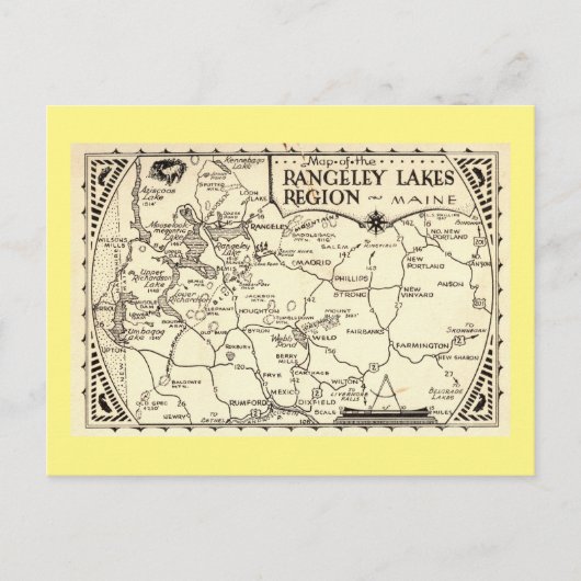 Rangeley Lakes Map, Maine Briefkaart (Voorkant)