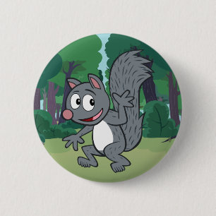 Ranger Rick Grijze eekhoorn Ronde Button 5,7 Cm