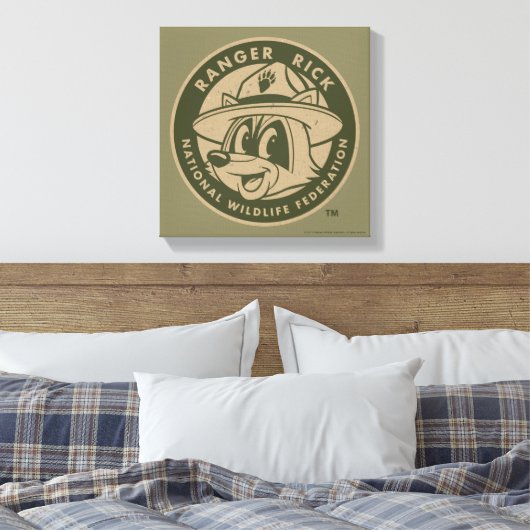 Ranger Rick | Ranger Rick Khaki Logo Canvas Afdruk (Insitu (Slaapkamer))