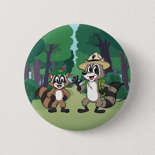Ranger Rick | Ranger Rick & Ricky Ronde Button 5,7 Cm (Voorkant)