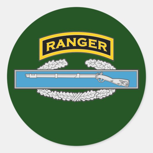 Ranger tab & Combat Infantryman's Badge Ronde Sticker (Voorkant)