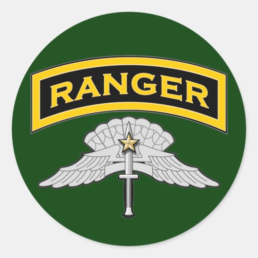 Ranger tab & HALO Wings - Combat Ronde Sticker (Voorkant)