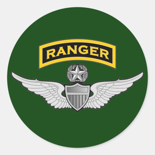 Ranger tabblad & Master Aviator vleugels Ronde Sticker (Voorkant)