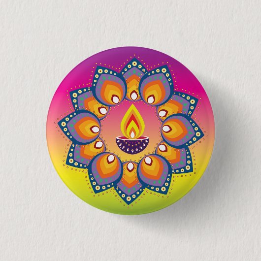 Rangoli 001 ronde button 3,2 cm (Voorkant)