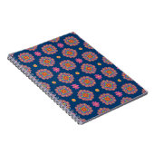 Rangoli, Bloemen en Polka Dots, Blauw Notitieboek (Rechterzijde)