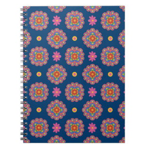 Rangoli, Bloemen en Polka Dots, Blauw Notitieboek
