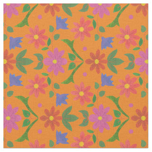 Rangoli Bloemen, Polka stippen op Gouden Custom Fa Stof