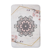 Rangoli Bloemenkunst, Roze en Grijs Kalmerende Har Badmat (Voorkant Verticaal)