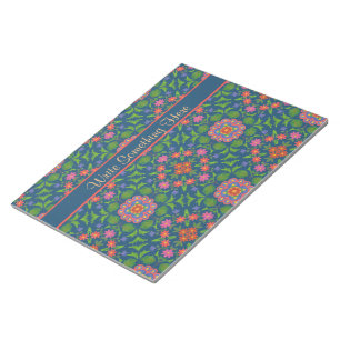 Rangoli floral sur Bloc-notes bleu profond ou Jott