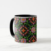 Rangoli floral sur la tasse de café Black Ringer (Devant gauche)
