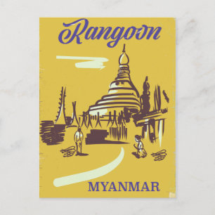Rangoon Myanmar vintage poster Briefkaart