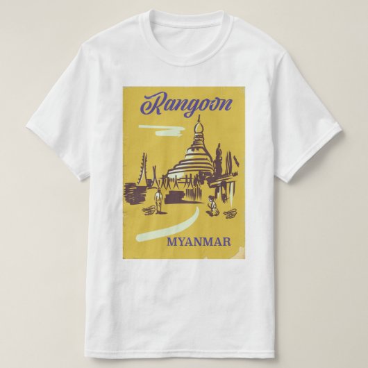 Rangoon Myanmar vintage poster T-shirt (Design voorkant)
