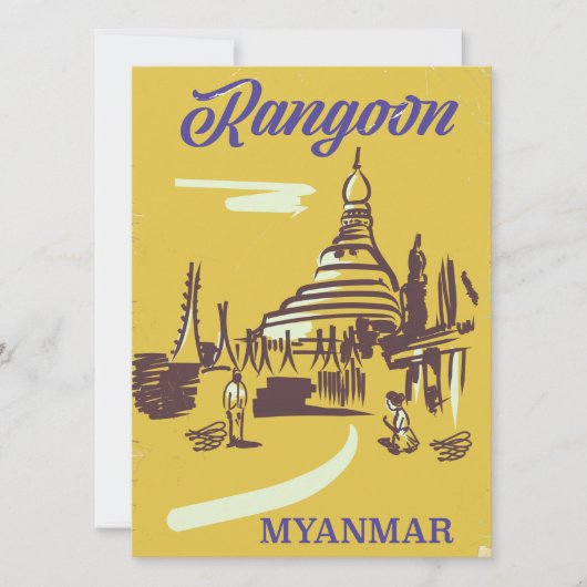 Rangoon Myanmar vintage reisposter (Voorkant)