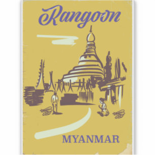 Rangoon Myanmar vintage reisposter Sticker