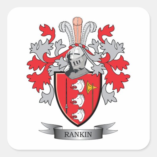 Rankin Family Crest Coat. Vierkante Sticker (Voorkant)