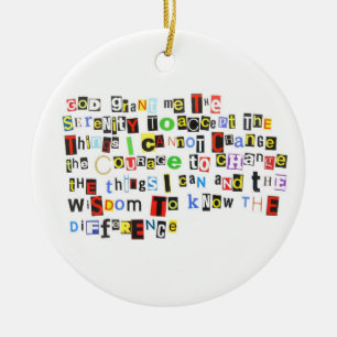 Ransom Note Serenity Prayer Keramisch Ornament