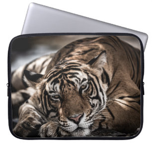 Ranthambore tijger: close-up fijne kunst. laptop sleeve