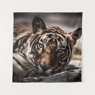 ranthambore Wilde tijger Fine art afbeelding portr Wandkleed