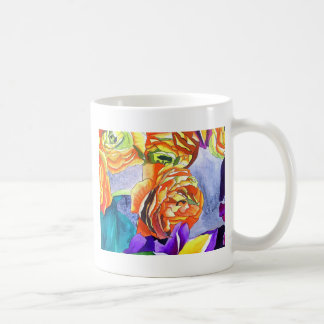 Ranunculus en Iris waterverf art Koffiemok