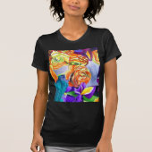 Ranunculus en Iris waterverf art T-shirt (Voorkant)