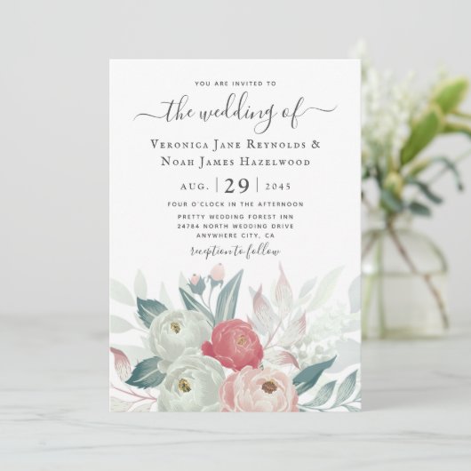 Ranunculus Floral Invitation Kaart (Staand voorkant)