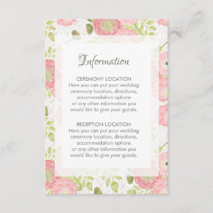 Ranunculus & Kant Bloemen Bruiloft Informatie Kaar Informatiekaartje