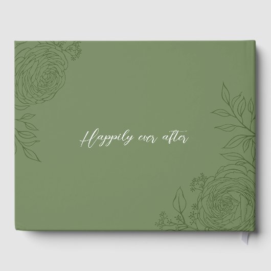 Ranunculus Line Art Monogramme Mariage Livre d'or (Verso)