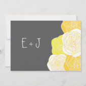 Ranunculus Roos Yellow en Gray Modern Wedding Kaart (Achterkant)