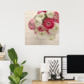 ranunculus rose et blanc sur affiche (Bureau à domicile)