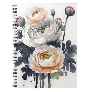 Ranunculus - Waterverf bloemen Notitieboek