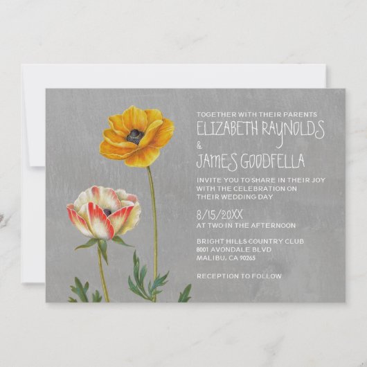Ranunculus Wedding Invitations Kaart (Voorkant)