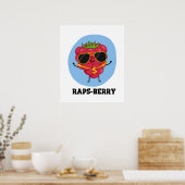 Rap-bes Funny Rapper Raspberry Pun Poster (Keuken)