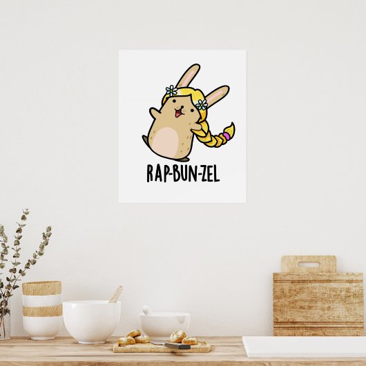 Rap-bun-zel Funny Bunny Pun Poster (Keuken)