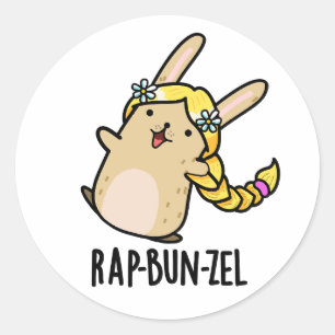 Rap-bun-zel Funny Bunny Pun Ronde Sticker