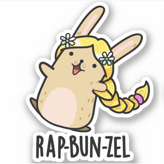 Rap-bun-zel Funny Bunny Pun Sticker (Voorkant)