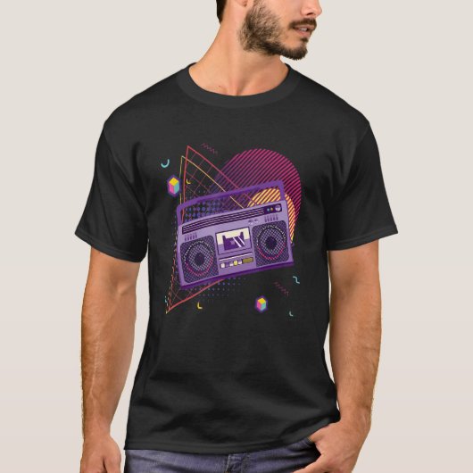 Rap Old School 80s 90s Boombox T-shirt (Voorkant)