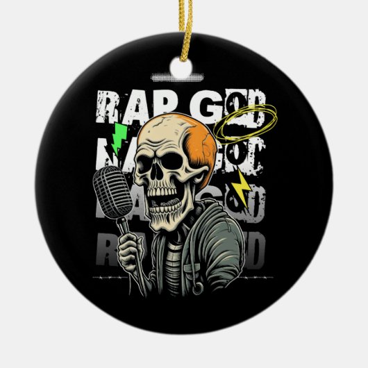 Rap Skull Keramisch Ornament (Voorkant)