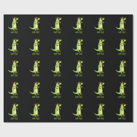 Rap-tegel Funny Reptile Lizard Pun Dark BG Cadeaupapier (Vlak)