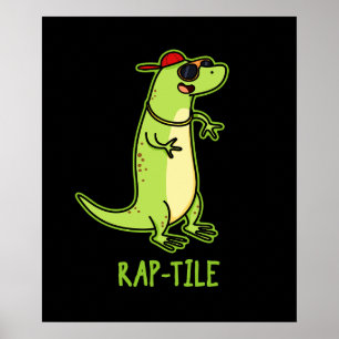 Rap-tegel Funny Reptile Lizard Pun Dark BG Poster