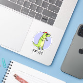 Rap-tegel Funny Reptile Lizard Pun Sticker (Laptop met iPhone)