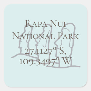 Rapa Nui Latitude & Lengtegraad Vierkante Sticker