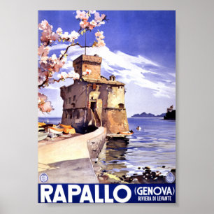Rapallo Gênes Italie Affiche de voyage vintage