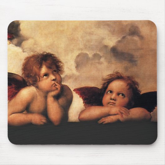 Raphael Cherubs Sistine Madonna 2 Angels Muismat (Voorkant)