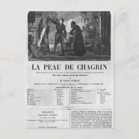 Raphael de Valentin en de verkoopster Briefkaart (Voorkant)